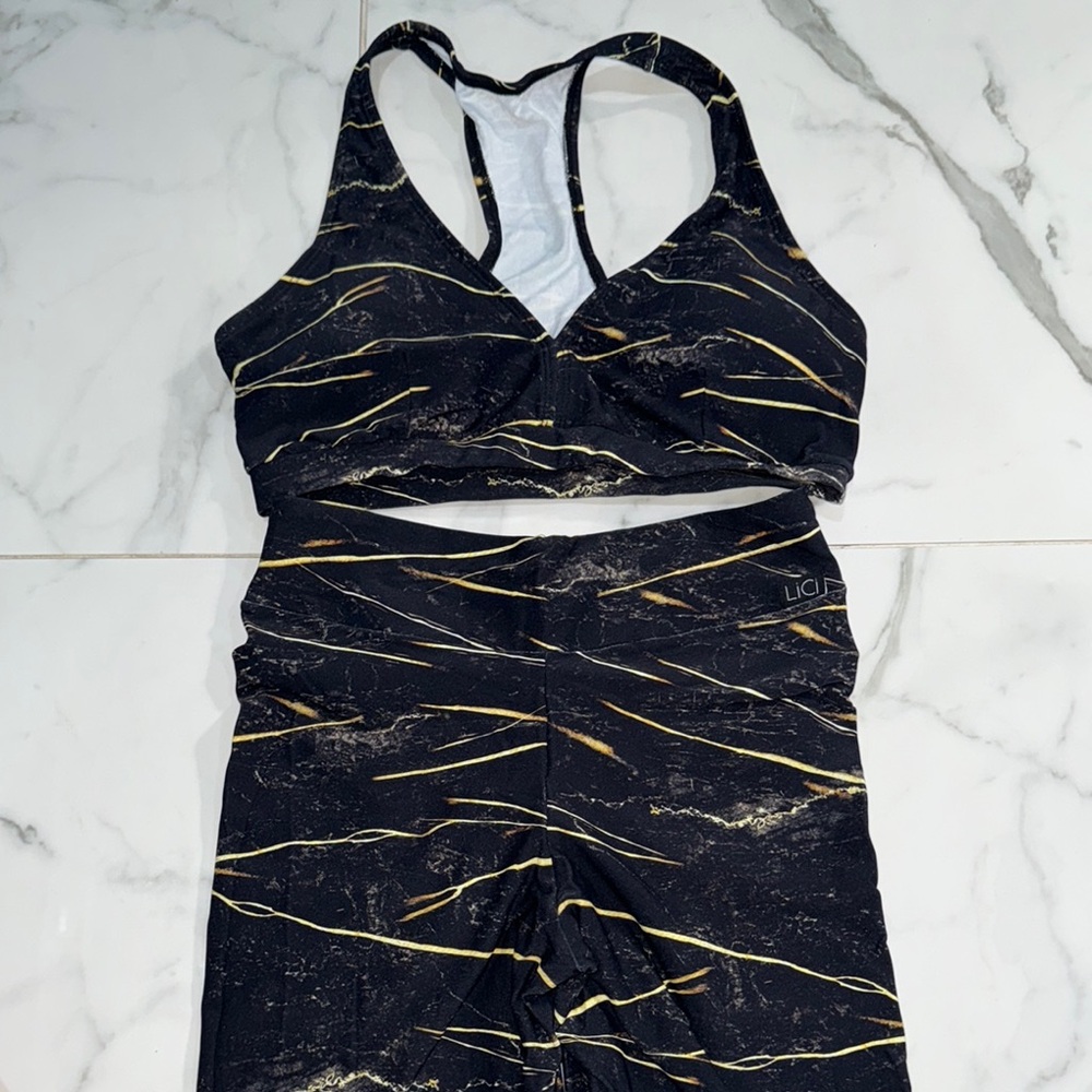 Chic Black and Gold Activewear Set